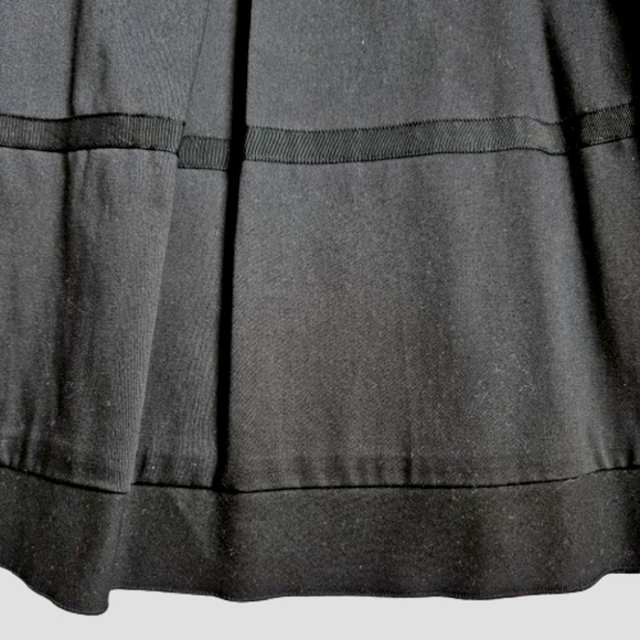Lili Bleu Black Brushed Cotton A-Line Midi Skirt Inverted Pleats Hem Detail 10 - Picture 6 of 11